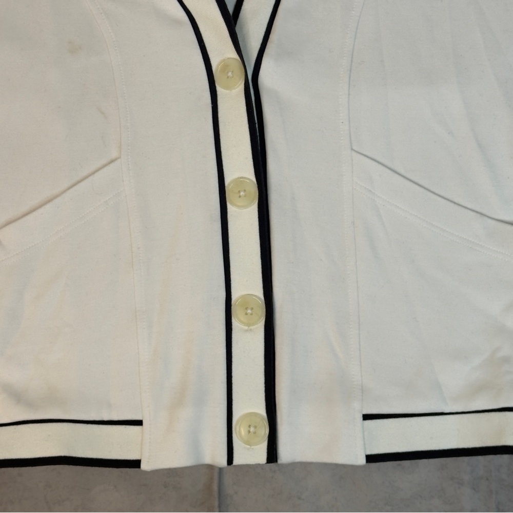 VARLEY Antonia Relaxed Button-Front Cardigan - Small - White/Navy - Picture 5 of 7